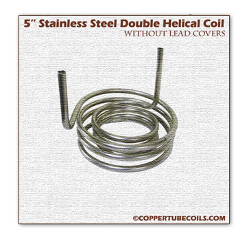 3' stainless steel double helical coil with lead covers ©coppertubecoils.com